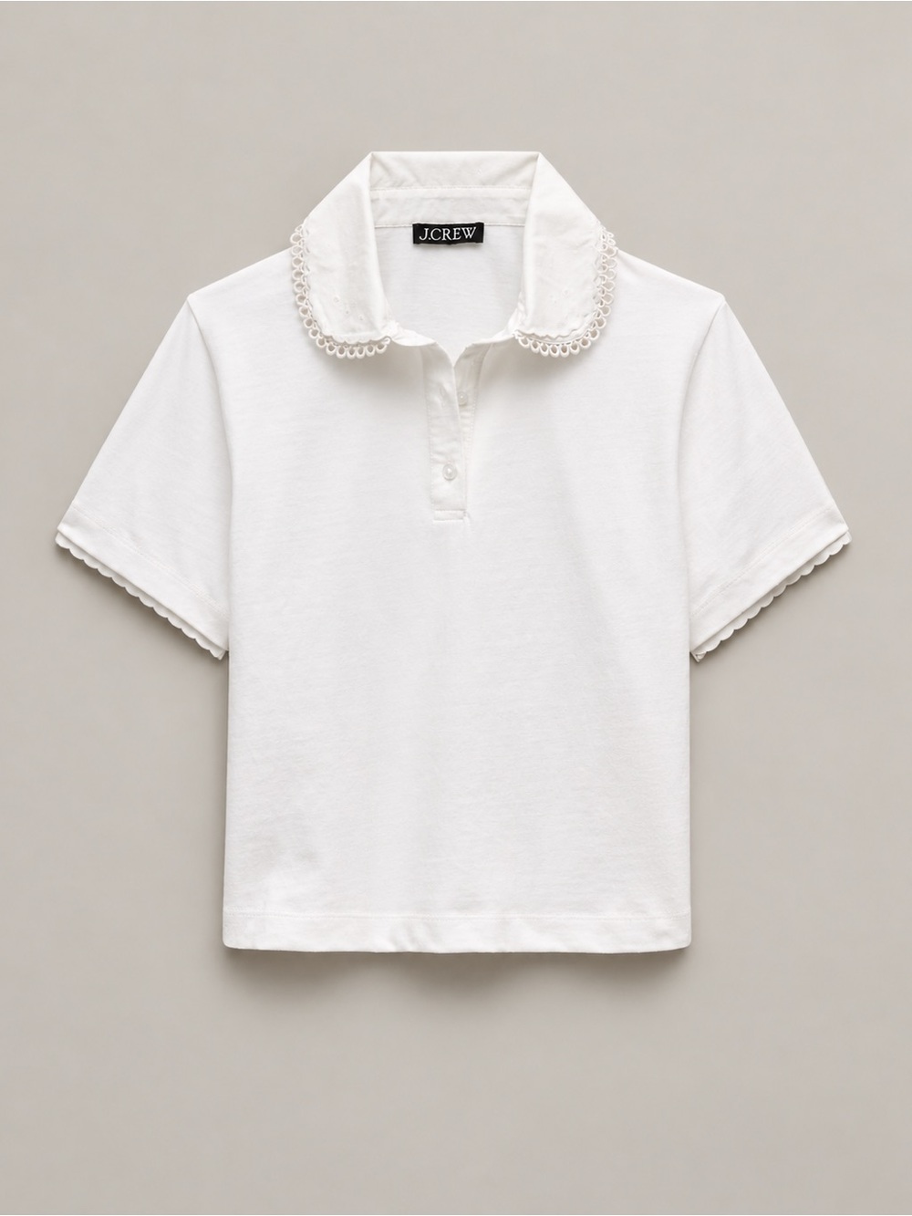 J.Crew Eyelet Collar Mariner Cotton Polo White XXS NWT